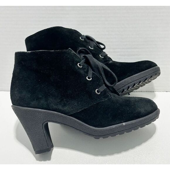 Aerosoles Ruffalo Wing Lace Up Suede Leather Heeled Heelrest Ankle Boots Black 6 - Picture 2 of 13